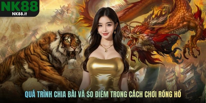 Quá trình chia bài và so điểm trong cách chơi Rồng Hổ